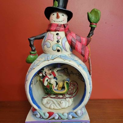 Discontinued! Rare Jim Shore Disney Traditions Snowman w/ Mickey Mouse  Musical Figurine, 11.5