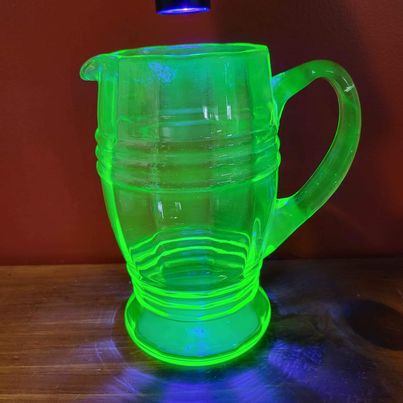 Vintage Vaseline Uranium Glass Juice Jug