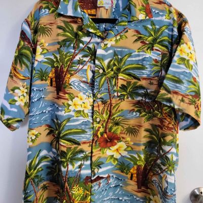 Aloha Joe, Hawaiian Print ,Casual Short Sleeve, Button Up Shirt, Size Large