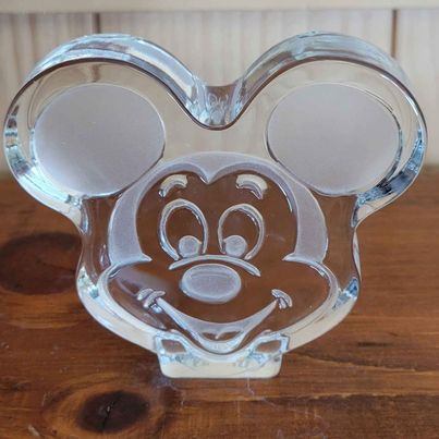 Disney Clear Glass Mickey Mouse Paperweight